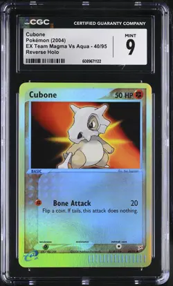 CGC 9 MINT Cubone EX Team Magma Vs Aqua 40/95 Reverse Holo Pokemon Card - Image 1