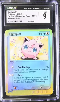 CGC 9 MINT Jigglypuff 2004 EX Team Magma Vs Aqua 41/95 Reverse Holo Pokemon Card - Image 1