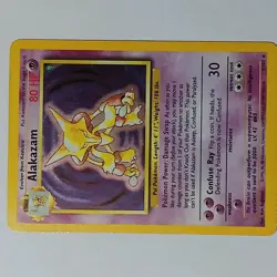1999 Pokemon TCG Alakazam Base Set Holo Rare Card 1/102 - Image 2