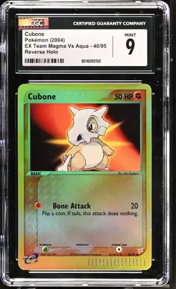 CGC 9 Cubone 2004 EX Team Magma Vs Aqua 40/95 Reverse Holo Pokemon Card - Image 1