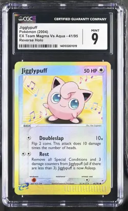 CGC 9 MINT Jigglypuff 41/95 Reverse Holo Pokemon 2004 EX Team Magma VS Team Aqua - Image 1
