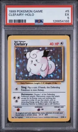 Pokemon 1999 Base Set Clefairy Holo Rare 5/102 PSA 5 English - Image 1