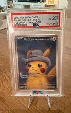 PIKACHU/GREY FELT HAT X VAN GOGH POKEMON SVP EN-SV BLCK STR PRM 2023 085 PSA 10 - Image 1