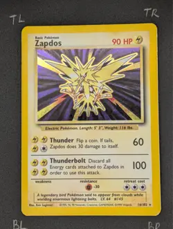 Pokemon TCG Zapdos 016/102 Base Set Holo (LP) - Image 3