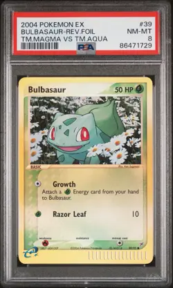 PSA 8 BULBASAUR #39 REVERSE HOLO 2004 POKEMON EX TEAM MAGMA VS AQUA - Image 1
