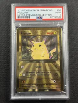 Pokemon TCG PSA 9 MINT Pikachu Metal UPC Celebrations Ultra Rare 2021 58/102 - Image 1