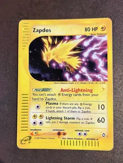 Zapdos H32/H32 Aquapolis Holo Secret Rare 2002 E-Reader Pokemon Card Excellent - Image 1