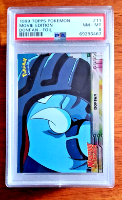 1999 Topps Pokemon Movie DONPHAN #11 ( Error Misspelled Donfan ) Holo Foil PSA 8 - Image 1