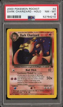 PSA 8 Dark Charizard Holo Rare 4/82 Team Rocket Pokemon English WOTC SWIRL NM - Image 1