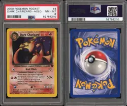 PSA 8 Dark Charizard Holo Rare 4/82 Team Rocket Pokemon English WOTC SWIRL NM - Image 3