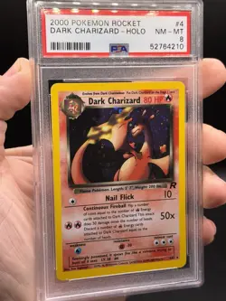 PSA 8 Dark Charizard Holo Rare 4/82 Team Rocket Pokemon English WOTC SWIRL NM - Image 4