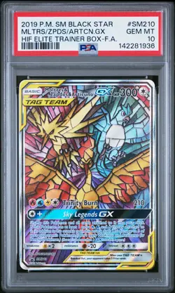 2019 POKEMON SM BLACK STAR PROMO FULL ART/MOLTRES & ZAPDOS & ARTICUNO GX PSA 10 - Image 1