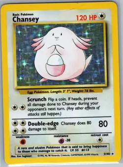 Chansey 3/102 Holo Base Set - Pokemon Card - LP - Image 1
