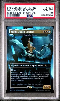 PSA 10 Miku, Queen Electric 1601 Rainbow Foil English Borderless Secret Lair MTG - Image 1