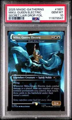 PSA 10 Miku, Queen Electric 1601 Rainbow Foil English Borderless Secret Lair MTG - Image 3