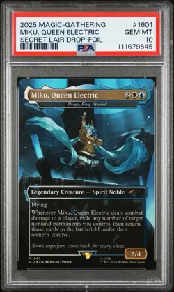PSA 10 Miku, Queen Electric 1601 Rainbow Foil English Borderless Secret Lair MTG - Image 5