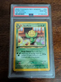 PSA 10 Sunflora 1st Edition Neo Genesis 50/111 Pokemon Card - Image 1