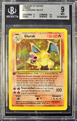1999 Pokemon Base 1st Edition German #4 Charizard HOLO R PSA 9 - Image 1