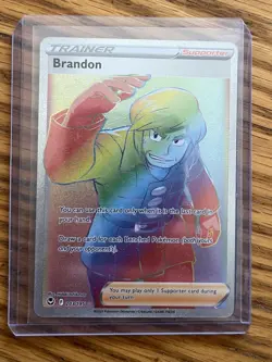 Pokemon TCG Brandon Silver Tempest Rainbow Full Art 203/195 NM - Image 1