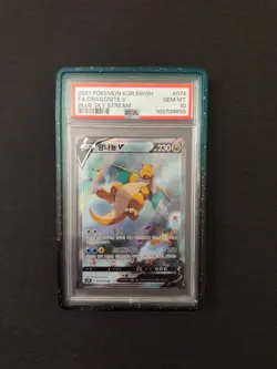 DRAGONITE V FA PSA 10 2021 POKEMON KOREAN SWSH #074/067 FULL ART BLUE SKY STREAM - Image 3