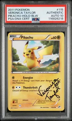 Pokemon 2011 Pikachu Secret Rare Holo 115/114 Veronica Taylor Signed PSA 10 AUTO - Image 1