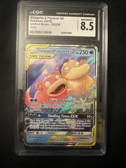 Slowpoke & Psyduck Gx Holo Pokemon Unified Minds 35/236 NM CGC 8.5 - Image 3