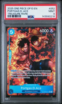 2025 One Piece Op10-052 Royal Blood Portgas D. Ace Treasure Rare PSA 9 052 - Image 1