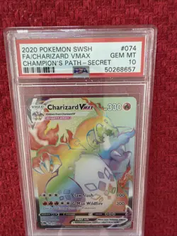 2020 POKEMON SWSH CHAMP'S PATH SECRET FULL ART/CHARIZARD #074 VMAX PSA 10 - Image 2