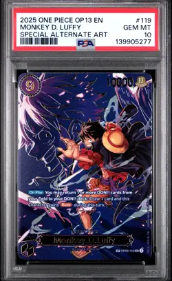 2025 ONE PIECE OP13-CARRYING ON HIS WILL #119 MONKEY D. LUFFY PSA 10 - Image 1