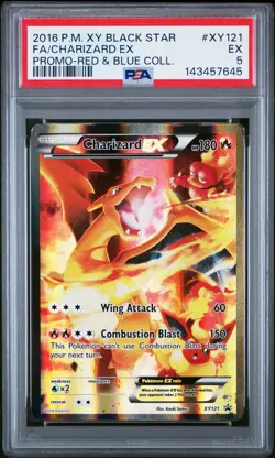 2016 POKEMON XY BLACK STAR PROMO RED & BLUE COLL FULL ART/CHARIZARD EX PSA 5 - Image 1