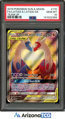Pokemon 2019 Latias & Latios GX 170/181 Alt Art Team Up GEM MINT PSA 10 - Image 1