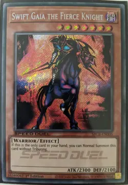 YuGiOh Swift Gaia the Fierce Knight Secret Rare 1st Ed SBCB-EN005 NM Speed Duel - Image 1