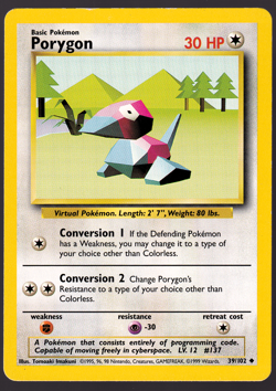 Porygon 39/102 Base Set Pokemon Card 1999 MP - Image 1