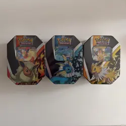 2021 Pokemon TCG - Eevee Evolutions Tin Set of 3 Factory Sealed - Image 1