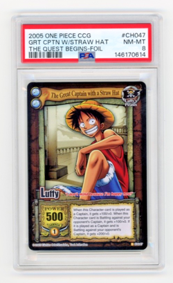 2005 SHONEN JUMP'S VINTAGE ONE PIECE THE QUEST BEGINS STRAW HAT CH047 PSA 8 - Image 1