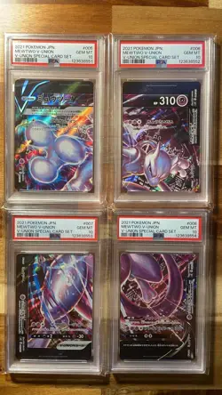 PSA 10 SET Mewtwo V-UNION 005 006 007 008 Sequential Special Card Set Japanese - Image 1