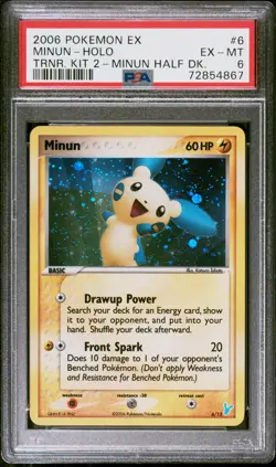 Pokemon Card Minun 6/12 Holo Foil Trainer Kit Half Deck PSA 6 EX-MT - Image 1