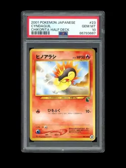 Pokemon PSA 10 GEM MINT 2001 Cyndaquil Japanese Totodile Chikorita Deck Card #23 - Image 1