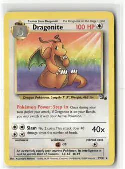 Pokemon Dragonite (19) 19/62 Unlimited Fossil Rare - Image 1