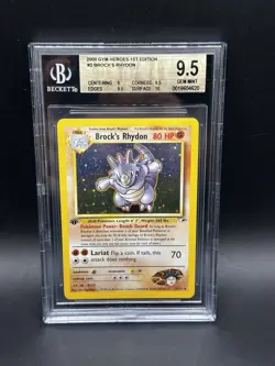 2000 Pokemon Brocks Rhydon First Edition Holo Rare BGS 9.5 Gem Mint - Image 1