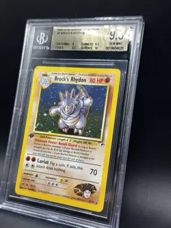 2000 Pokemon Brocks Rhydon First Edition Holo Rare BGS 9.5 Gem Mint - Image 3