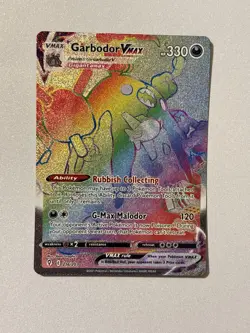 Pokemon TCG Garbodor VMAX 216/203 Evolving Skies Secret Rainbow Rare Holo Card - Image 1