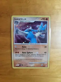 Lucario 3/11 DP Trainer Kit Holo Bleed Error & Full Holo Spiral Rare Card NM - Image 1