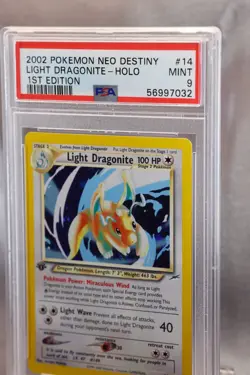 2002 Pokemon Light Dragonite Holo, 1st Edition #14/105, PSA 9 Mint - Image 2