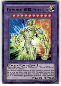 LCGX-EN052 Elemental Hero Electrum Ultra Rare 1st Edition Near Mint Yugioh Card - Image 1