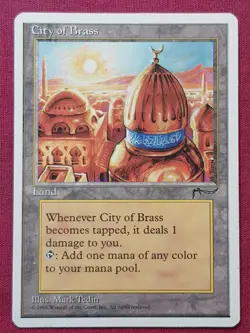 Magic The Gathering CHRONICLES CITY OF BRASS land card MTG - Image 1