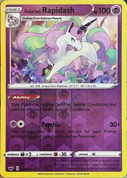 Galarian Rapidash Reverse Holo - 082/202 - Sword & Shield Base Pokemon 2020 - Image 1