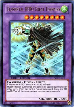 Yugioh: Elemental HERO Great Tornado - LC02-EN010 Ultra Rare Limited Edition NM - Image 1