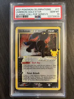 Umbreon Gold Star 2021 Pokemon Celebrations 17/17 PSA 10 Gem Mint - Image 1