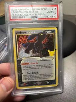 Umbreon Gold Star 2021 Pokemon Celebrations 17/17 PSA 10 Gem Mint - Image 2
